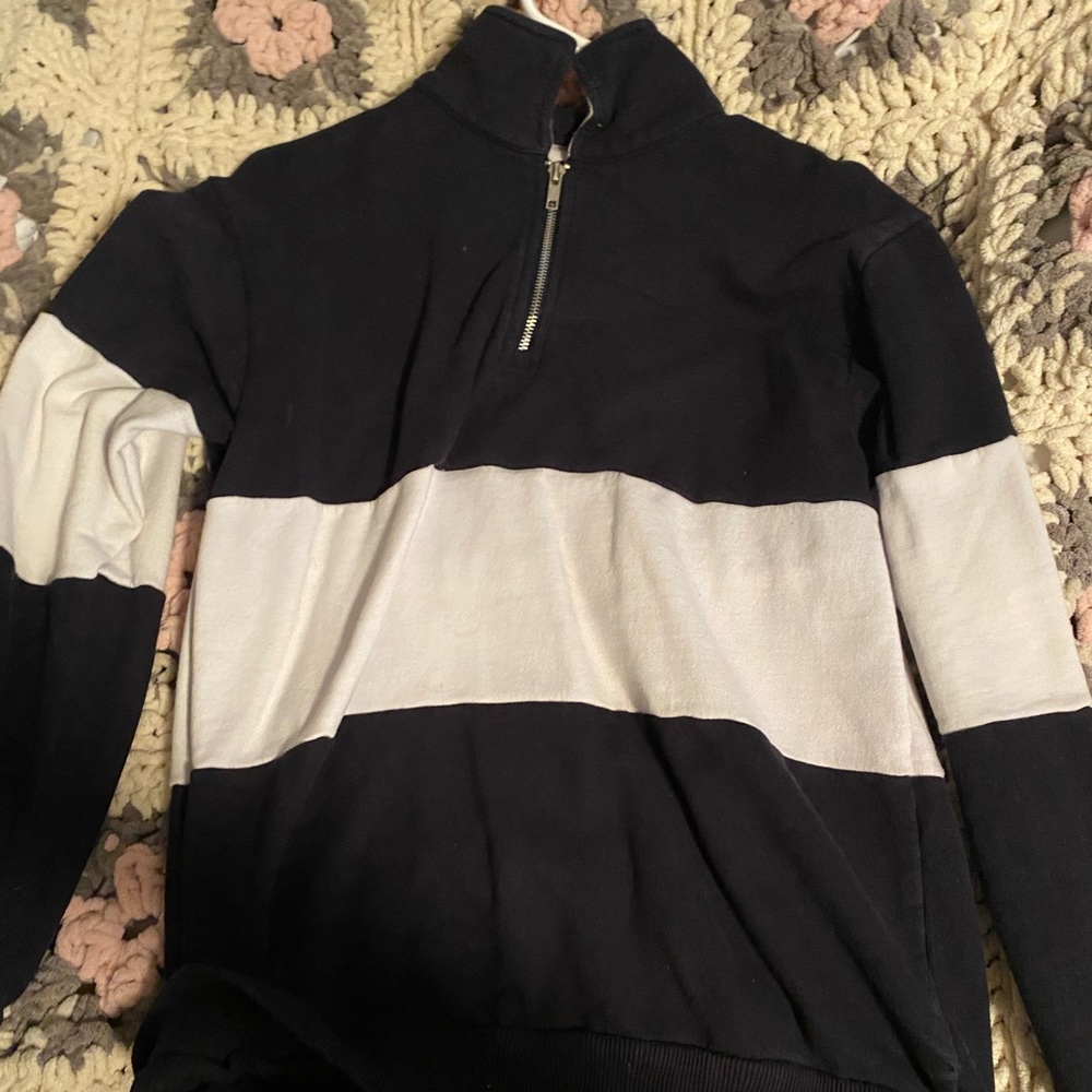 Black and white quarter zip